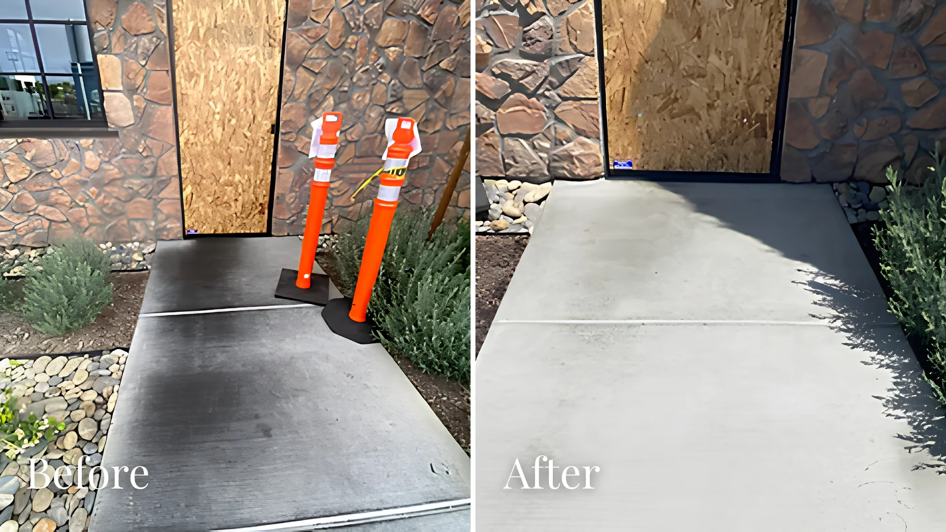 Before and after concrete pressure washing in Murrieta